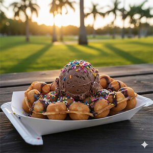 Bubble Waffle With Chocolate Ice Cream