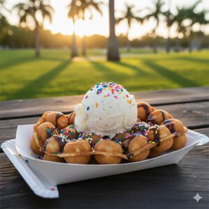 Bubble Waffle With Vanilla Ice Cream